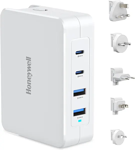 سعر ومواصفات شاحن من هَنيويل بتقنية USB، متوافق مع أجهزة الحاسوب المحمولة، بمنفذين، قدرة 140 وات مع حماية متعددة (B0CTMFFFBM) على Amazon EG