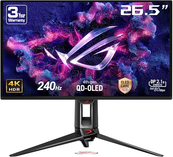 سعر ومواصفات شاشة أسس روج سويفت أوليد موديل PG27UCDM - 27 بوصة 4K QD-OLED، 240 هرتز، 0.03 مللي ثانية، متوافق مع جي سينك، تصميم مريح (B0DT4S32PY) على Amazon EG
