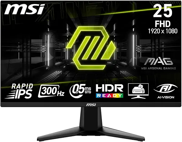سعر ومواصفات شاشة ألعاب ماج 255XF مقاس 24.5 بوصة FHD لوحة IPS سريعة 1920×1080 معدل تحديث 300 هرتز زمن استجابة فائق السرعة 0.5 ملي ثانية (GtG, min) من ام اس اي 120% sRGB بدون إطار HDR جاهز منفذ عرض 1.4a، HDMI، أسود (B0BV6TD7DM) على Amazon EG