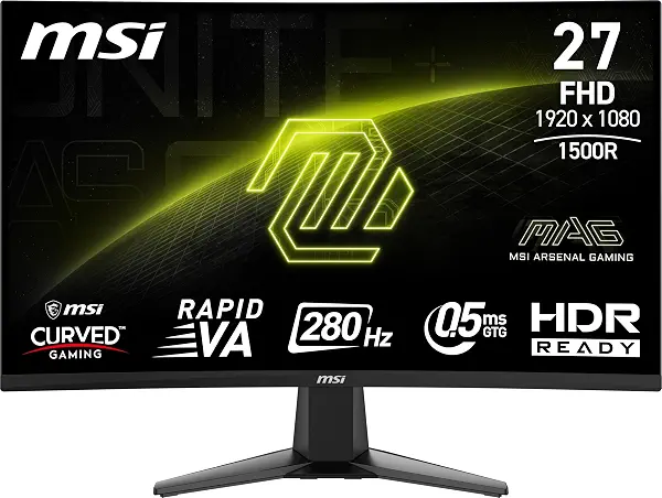 سعر ومواصفات شاشة ألعاب منحنية 27mag 276CXF 0.5 مللي ثانية 280 هرتز FHD رابيد في ايه HDMI DP ماج 276CXF من ام اس آي (B0DJRVB98P) على Amazon EG