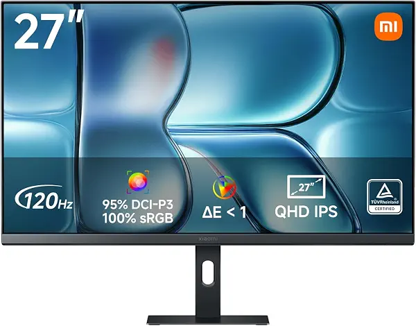 سعر ومواصفات شاشة 2K مونيتور A27Qi 2026 27 بوصة QHD 2560×1440 تقنية IPS معدل تحديث 120 هرتز معايرة مصنع ديلتا اي<1 و95% من DCI-P3 100% من sRGB تقنية TÜV لضوء أزرق منخفض تعتيم دي سي إطار رفيع حامل فيسا من شاومي (B0GT69BVGS) على Amazon EG