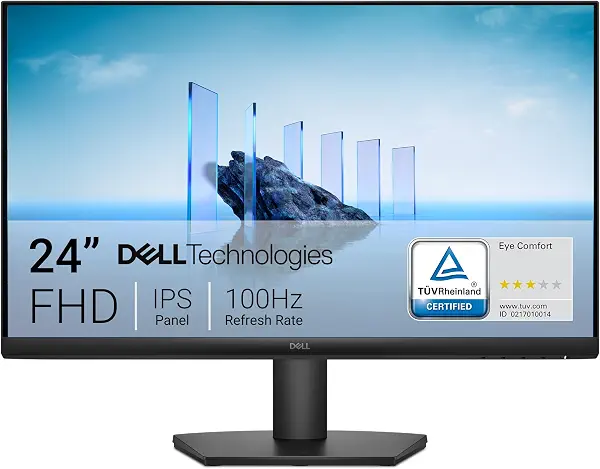 سعر ومواصفات شاشة كمبيوتر 23.8 بوصة دقة FHD (1920x1080) 16:9 وتحديث 100 هرتز، لوحة IPS تدعم 16.70 مليون لون بطبقة مضادة للانعكاس ومنفذ HDMI وVGA وتقنية كومفورت فيو بلس وشهادة TÜV راينلاند لراحة العين من ديل، أسود (B0F1GY8F7F) على Amazon EG