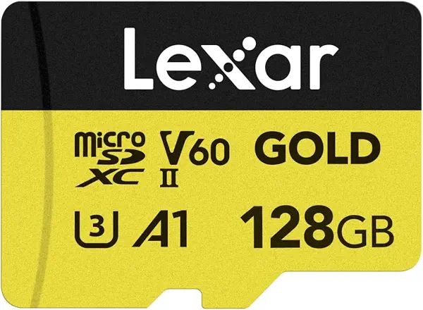 سعر ومواصفات شريحة Micro SD 128 جيجا جولد شريحة ذاكرة فلاش microSDXC UHS-II V60 U3 A1 C10 حتى 280 ميجابايت/ثانية شريحة TF للدرون وكاميرا الاكشن وجهاز الالعاب المحمول UHS-II من ليكسار (LMSGOLD128G-BNNNG) (B0D6BJ2W1Q) على Amazon EG
