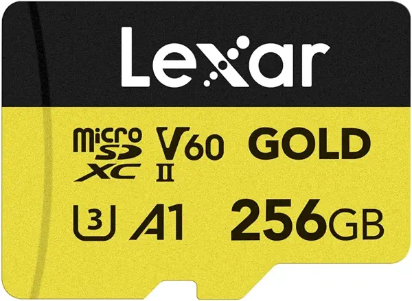 سعر ومواصفات شريحة Micro SD 256 جيجا جولد شريحة ذاكرة فلاش microSDXC UHS-II V60 U3 A1 C10 حتى 280 ميجابايت/ثانية شريحة TF للدرون وكاميرا الاكشن وجهاز الالعاب المحمول UHS-II من ليكسار (LMSGOLD256G-BNNNG) (B0D6BK66JT) على Amazon EG