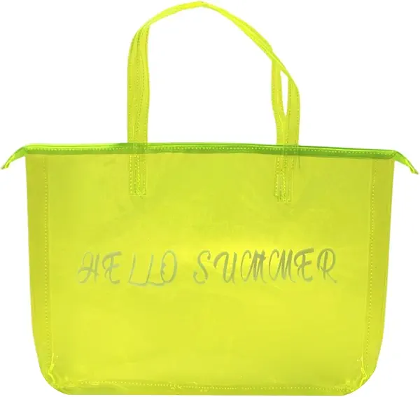 سعر ومواصفات شنطة كتف بطبعة Hello Summer للنساء من هوسا - اخضر نيون - المقاس: L:35*W:53 (B0F3W3D6FJ) على Amazon EG