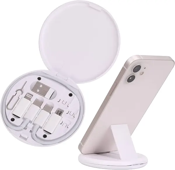 سعر ومواصفات صندوق تخزين محمول ومحول USB C لـ متعدد الأنواع لايتنينج نوع وأداة نقل بيانات مع فتحة شريحة اتصال بشحن سريع وحامل موبايل من تشي جوانج أبيض عدد المنافذ: 4 (B0BKSQ7M1R) على Amazon EG