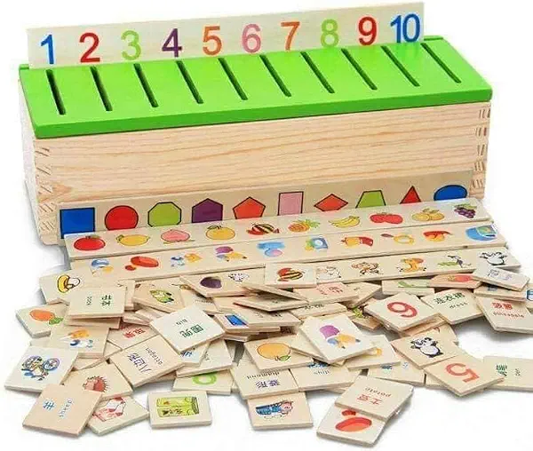 سعر ومواصفات صندوق فرز الألوان والأشكال من KIDSZONE، مصنوع من الخشب، مناسب للجنسين من عمر 3 سنوات. يتميز بمكعبات بيجد وأشكال ملونة مكودة ومعتمد للسلامة. يساعد في تنمية مهارات تمييز الأشكال. (B0F9YYC667) على Amazon EG