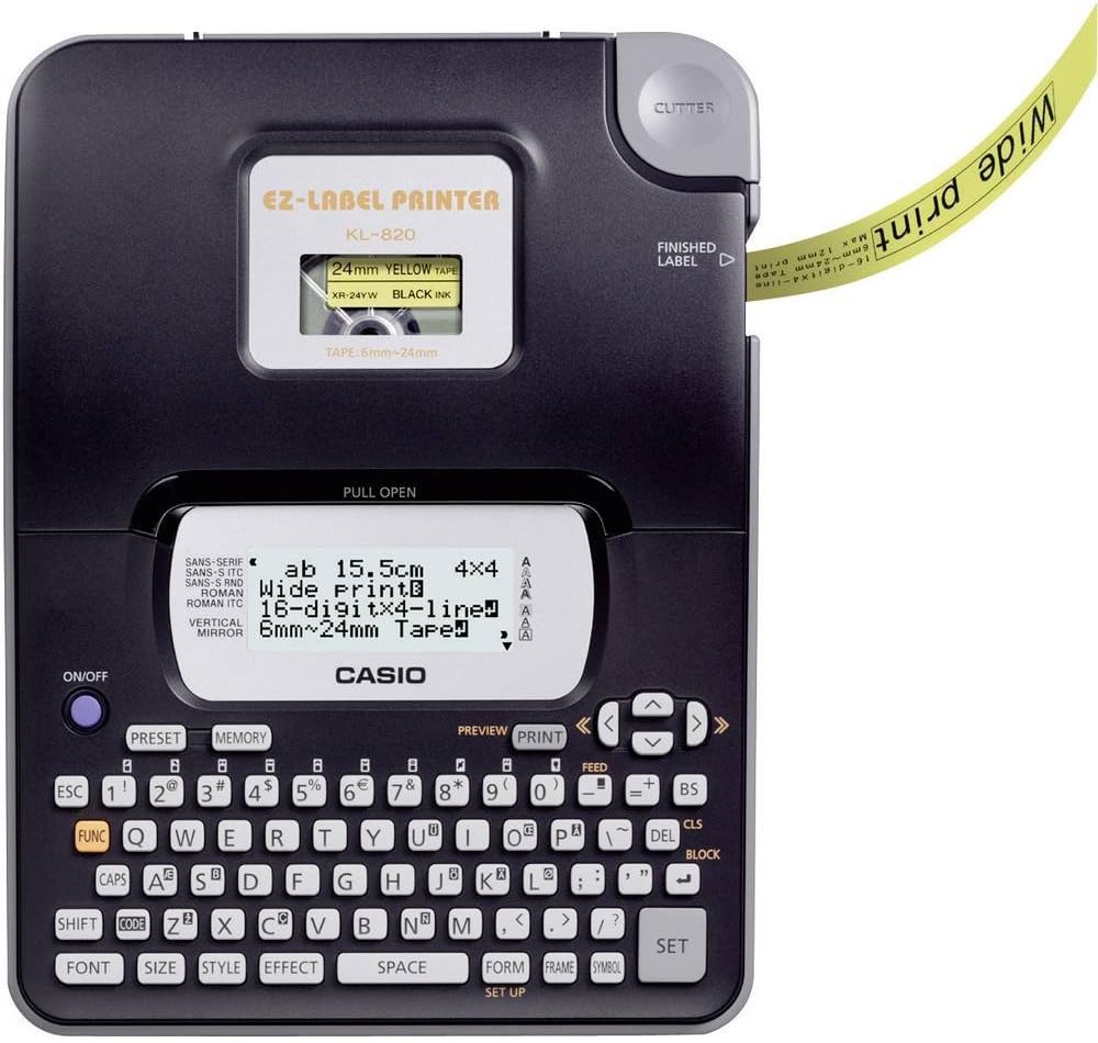 سعر ومواصفات طابعة ملصقات ليبل ات من كاسيو KL-820، أحادي اللون (B001D6E1CI) على Amazon EG