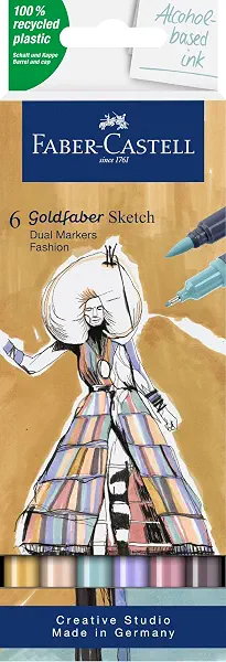 سعر ومواصفات طقم الوان ماكر ناحيتين 6لون علبة كرتون Goldfaber Sketch Dual Marker Fashion رقم 164808 (B0CFYJ1JV1) على Amazon EG