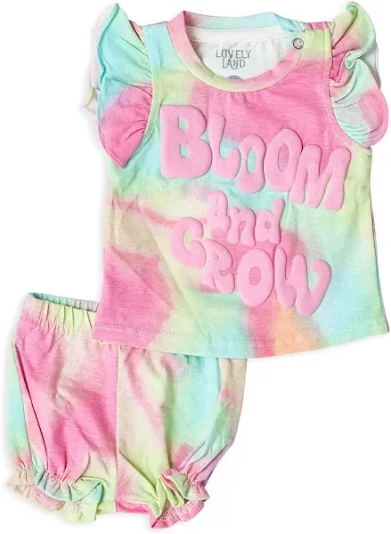 سعر ومواصفات طقم بيجامة مزينة بطبعة «bloom and grow» للبنات البيبي من لوفلي لاند (B0CWS6PLFF) على Amazon EG