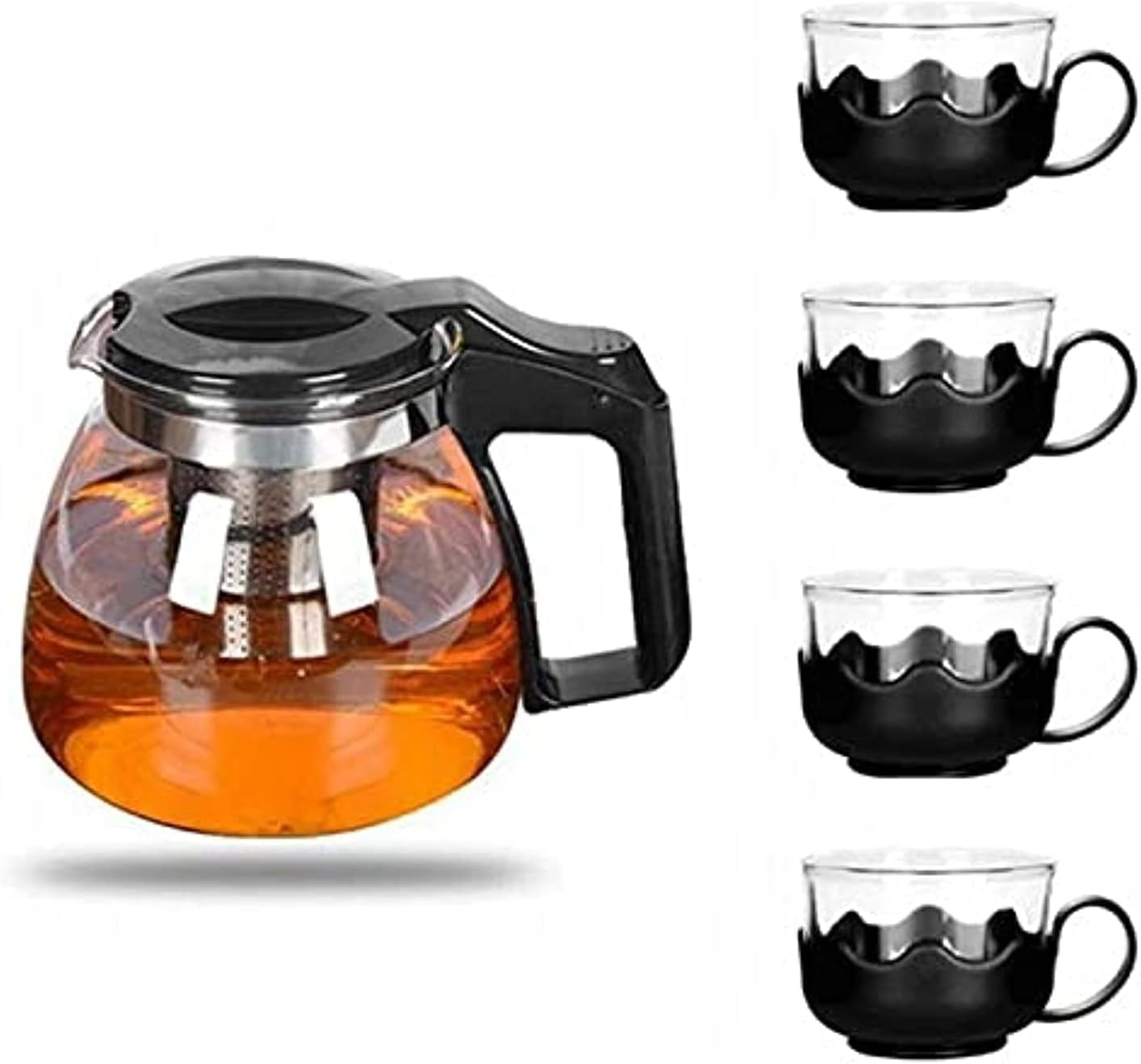 سعر ومواصفات طقم تقديم 5 قطع براد بمصفاه داخليه - 4 فناجين شاي (B0922YWR2V) على Amazon EG