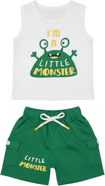 سعر ومواصفات طقم تيشرت بدون أكمام بطبعة عبارة Little Monster وشورت للأولاد من سيكا، (عبوة من 1 قطعة) (B0GPNBB9JV) على Amazon EG