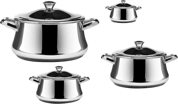 سعر ومواصفات طقم حلل ستانلس ستيل من زهران، فضي - 4 قطع (B0965MXNMQ) على Amazon EG