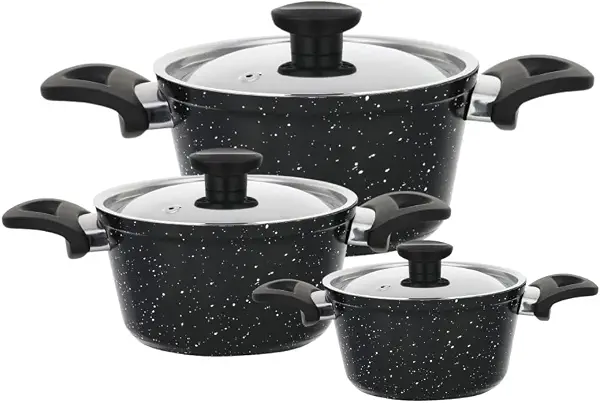 سعر ومواصفات طقم حلل طهي جرانيت من 3 قطع مقاسات 18 22 28 توب شيف - أسود (B0D9MD7SSN) على Amazon EG