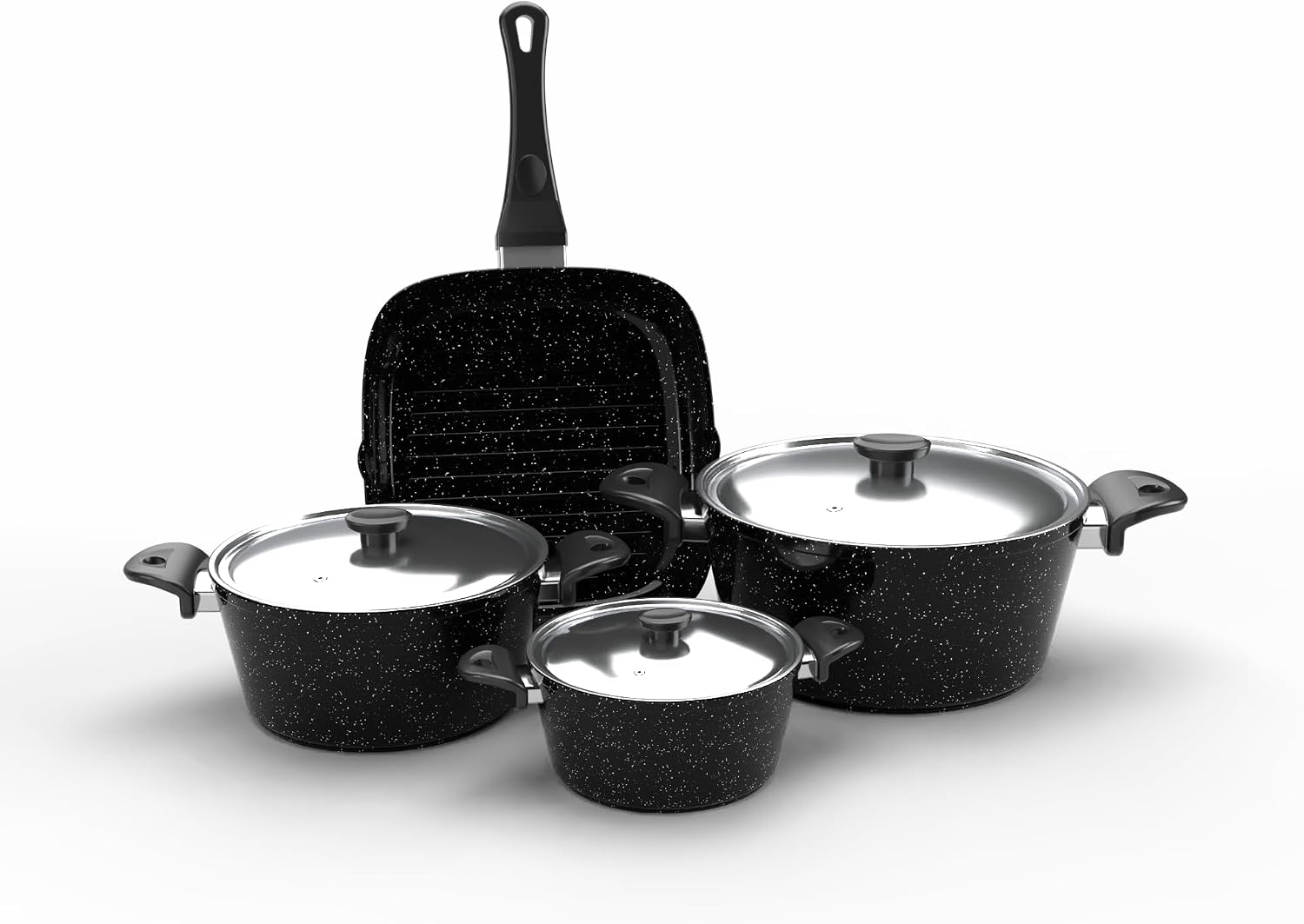 سعر ومواصفات طقم حلل وشواية جرانيت من توب شيف 7 قطع، أسود (B0DHD9ZNX6) على Amazon EG