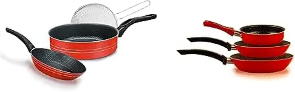 سعر ومواصفات طقم طاسة قلي من 3 قطع أحمر مقاس 22 + 20 + أداة فلتر زيت + قلايات 14- - 24 تروفال الألومنيوم (B0CCSKHL16) على Amazon EG
