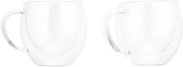 سعر ومواصفات طقم مجات زجاجية مزدوجة الجدار من زينيا - قطعتين، 300 مل (B0F8QW2BM4) على Amazon EG