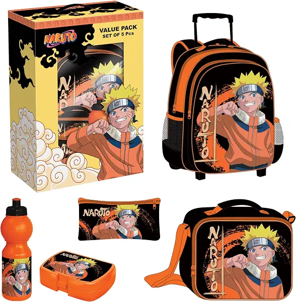 سعر ومواصفات Kid Land عبوة اقتصادية 5 في 1 من ناروتو (شنطة بعجلات مقاس 14 انش) (B0HFX15XJR) على Amazon EG