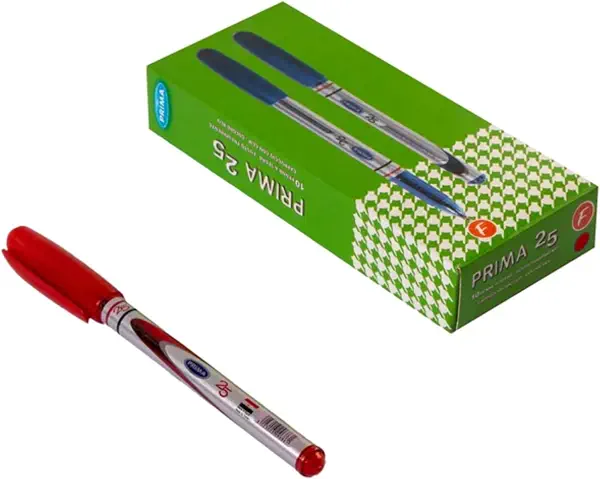 سعر ومواصفات عبوة من 25 قلم أحمر بسن 0.7 ملم بريما 10 أقلام (B0CM6JW929) على Amazon EG