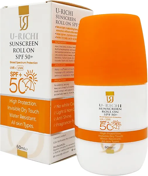 سعر ومواصفات عبوة واقي شمس ببكرة دوارة وبعامل حماية SPF 50+ من يو ريتشي (60 مل) (B0GWX5M7TM) على Amazon EG