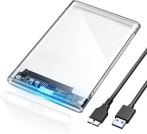سعر ومواصفات علبة هارد خارجي 2.5 بوصة USB 3.0 إلى ساتا III، علبة شفافة سهلة التركيب لهارد HDD/SSD مع دعم UASP لأقراص ساتا SSD وHDD مقاس 2.5 بوصة بسمك 7/9.5 ملم لأجهزة الكمبيوتر الشخصية وPS4 واكس بوكس والتلفزيون (B0H1989KF7) على Amazon EG