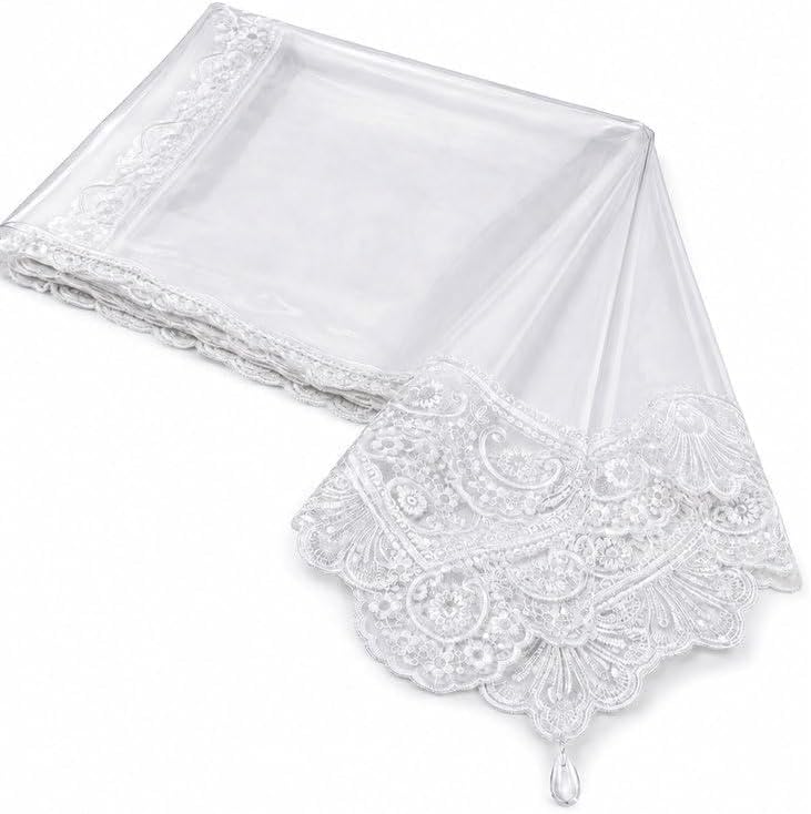 سعر ومواصفات غطاء طاولة شفاف من بلاستيك PVC بحواف دانتيل 203 × 152 سم - 21-5 (B0HDQ1SYGW) على Amazon EG