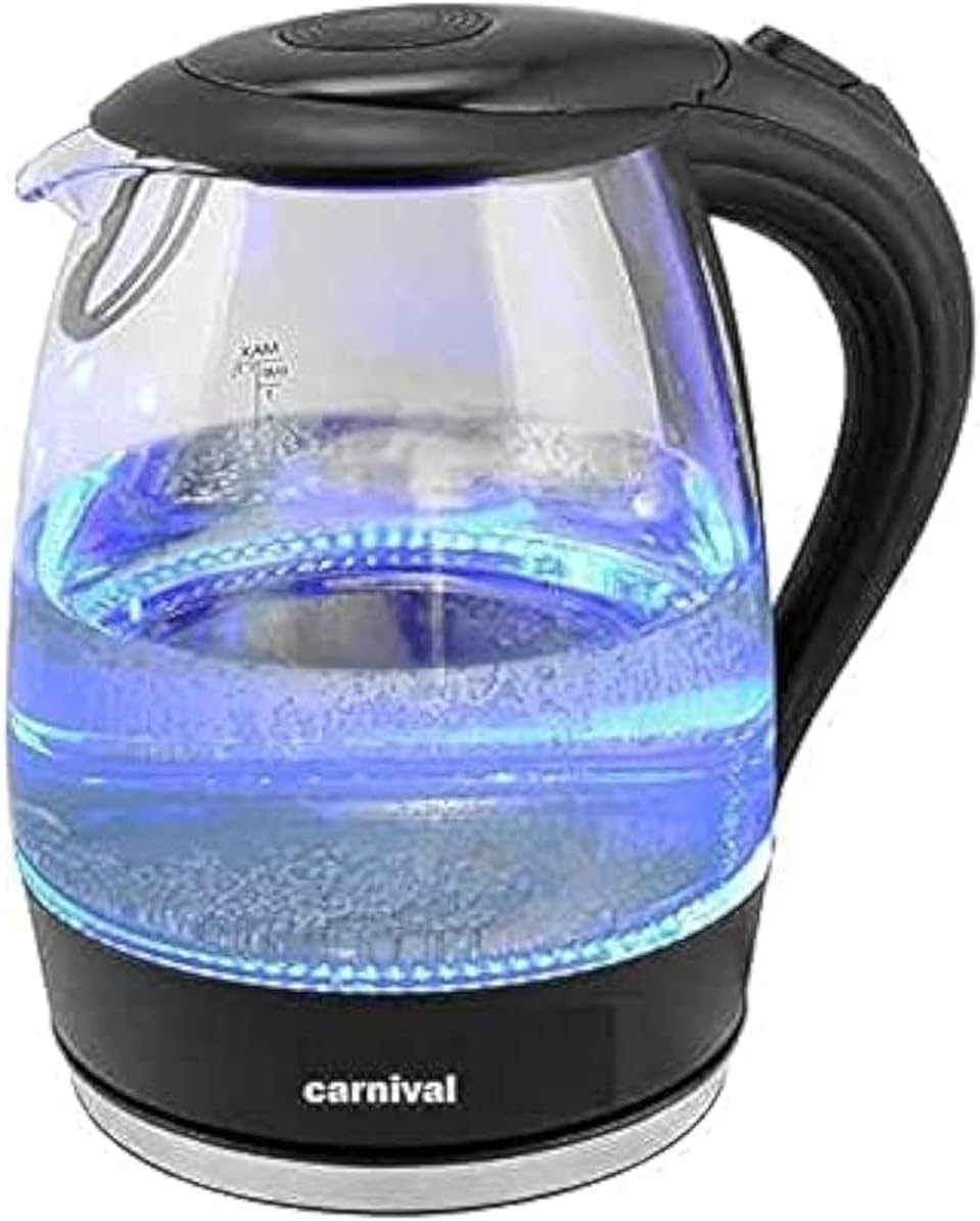 سعر ومواصفات غلايه زجاج شفاف اضائه ليد زرقاء - كرنفال (B09236H5Y9) على Amazon EG