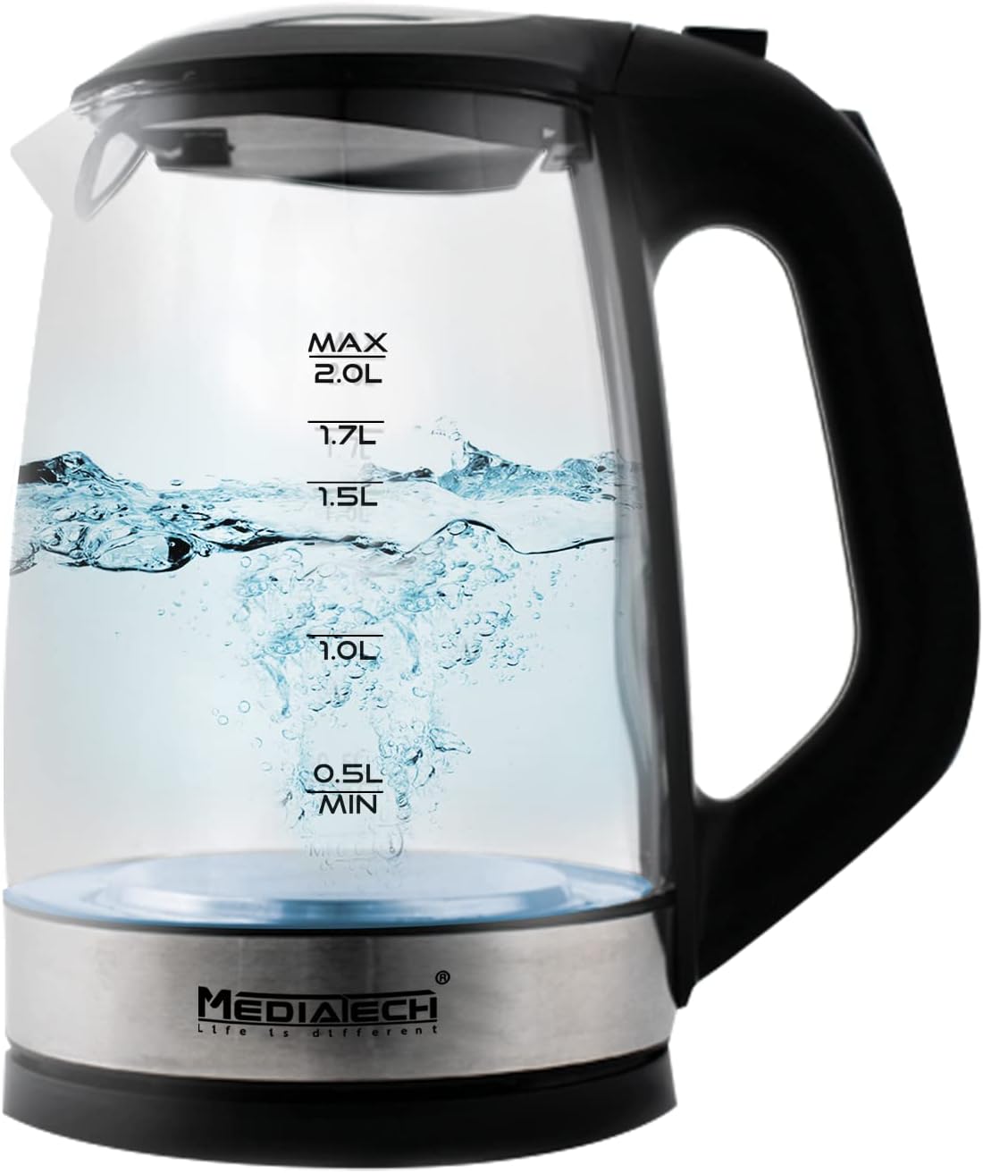 سعر ومواصفات غلاية زجاجية سعة 2 لتر من ميديا تيك Mt-K101 - أسود (B07MWXL7X5) على Amazon EG