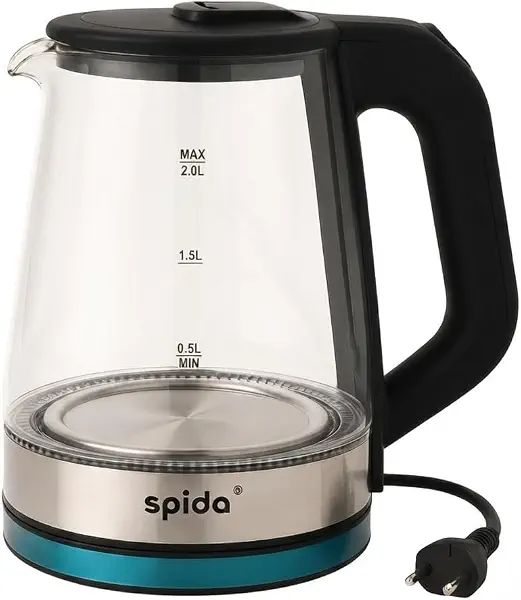 سعر ومواصفات غلاية كهربائية بقوة 2000 واط طراز SPD-DL0610 بهيكل زجاج مزودة بإضاءة ليد بتصميم أنيق لأداء غليان سريع من سبيدا، سعة 2 لتر (B0FMP7YH9B) على Amazon EG