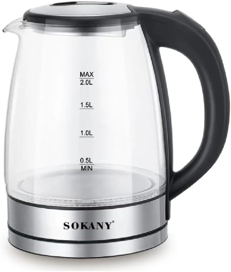 سعر ومواصفات غلاية مياه زجاج سعة 2 لتر من سوكاني، موديل SK-1098 (B0DQDX2QXD) على Amazon EG