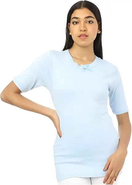 سعر ومواصفات فانلة نصف كم للنساء أساسية برقبة دائرية من دهب من قطعة واحدة (B09JGSDGTL) على Amazon EG