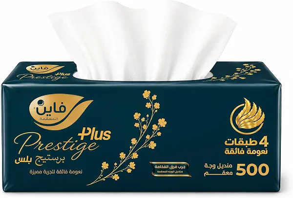 سعر ومواصفات فاين مناديل الوجه برستيج بلس 500 ورقة، 4 طبقات (B0GF2WZQD1) على Amazon EG