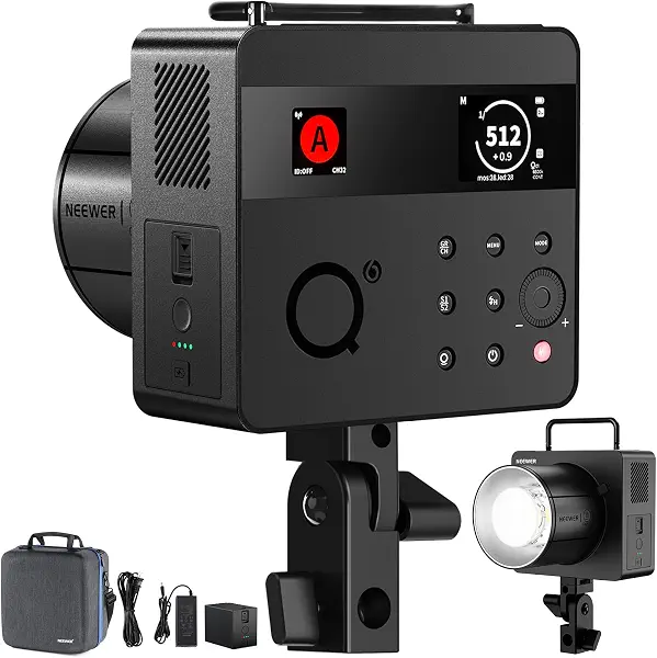 سعر ومواصفات فلاش استوديو خارجي Q6 600W 2.4G TTL تحكم بالتطبيق من 1/1-1/512 مزامنة سريعة 1/8000 بطارية 3000mAh شعاع ستروب للتصوير لمبة نمذجة ليد ثنائية اللون 30W 400 ومضة طاقة كاملة وقت شحن 0.01-0.9 ثانية من نيور (B0DTTDGC21) على Amazon EG