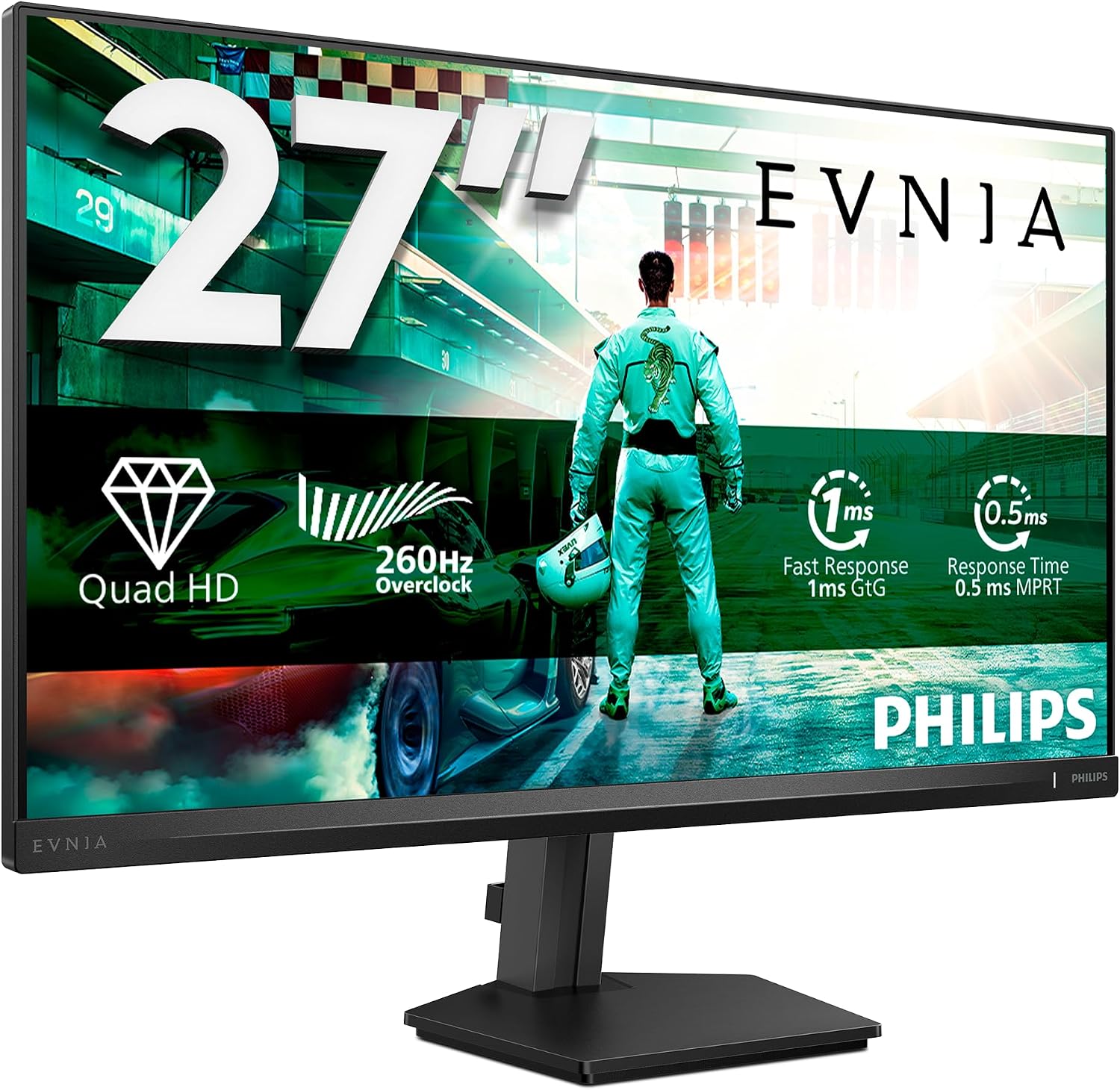 سعر ومواصفات فيليبس شاشة (27M2N3500PF) 27 انش WQHD LDE IPS 300 وحدة مضيئة في البكسل، حتى 260 هرتز، 0.3 مللي ثانية، جي سينك، لون فحمي، ضمان 3 سنوات (B0G6D4ZV3W) على Amazon EG