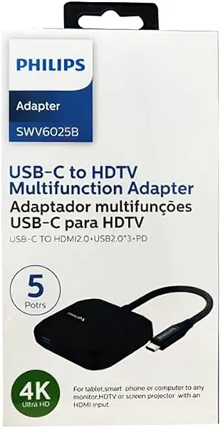 سعر ومواصفات فيليبس محول USB-C الى HDTV متعدد المنافذ USB نوع سي الى HDMI 2.0 + USB2.0 + نوع C PD مع دعم 4K (B0BT7SMLQ4) على Amazon EG