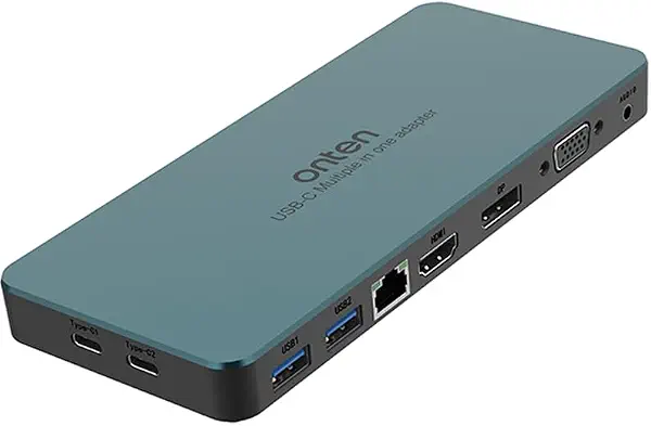 سعر ومواصفات قاعدة توصيل 9188s ‏9×1 من اونتين، منفذ VGA بدقة 1080 بيكسل وبمعدل تحديث 60 هرتز، وديسبلاي بورت بدقة 4K، وHDMI بدقة 4K، ومنفذ 3.5 ملم، وRJ45 1000M،‏2 USB 3.0، وUSB-C للبيانات، وUSB-C للشحن 3.0 @100 وات (B0FGWG8N2K) على Amazon EG