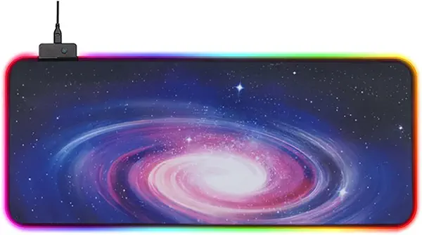 سعر ومواصفات قاعدة ماوس كبيرة ممتدة بإضاءة ملونة RGB مقاس 800×300×4 ملم مع 14 وضع إضاءة، قاعدة مطاطية مقاومة للانزلاق والماء، قاعدة لوحة مفاتيح للكمبيوتر بتصميم جالكسي من ووتيك (B0FMQCB43S) على Amazon EG