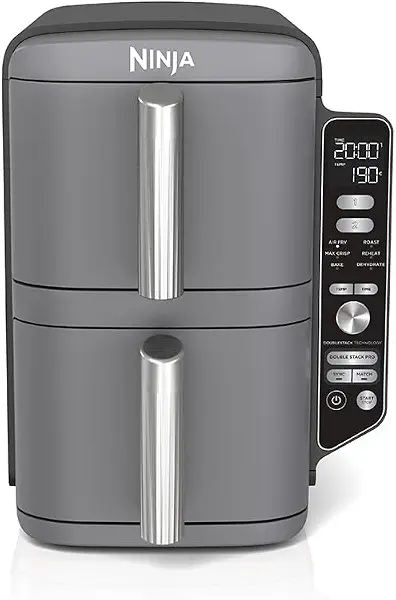 سعر ومواصفات قلاية هوائية دبل ستاك SL400SM XL بسعة 9.5 لتر من نينجا (B0F21BT1PH) على Amazon EG