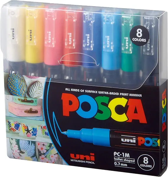 سعر ومواصفات قلم تحديد الدهان من Posca - PC-1M Extra Fine 0.7 مم ، 8 ألوان (B07Z879L72) على Amazon EG
