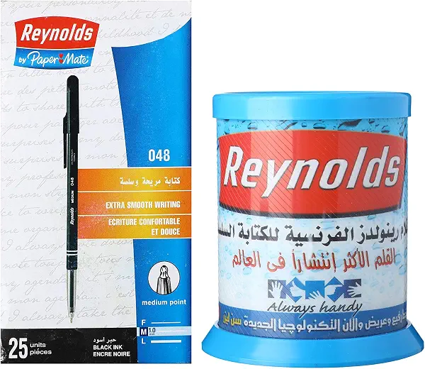 سعر ومواصفات قلم جاف فرنساوى من رينولدز اسود موديل 048 (B093G4B41F) على Amazon EG