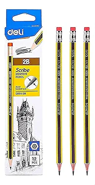 سعر ومواصفات قلم جرافيت 2.4 ملم c004-2b بطرف ممحاة من ديلي - اصفر واسود (B0968WCD47) على Amazon EG