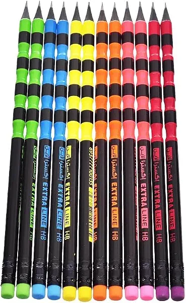 سعر ومواصفات قلم رصاص جرافيت بصلابة HB بأستكية في الطرف (12) (B0DY83RX6K) على Amazon EG