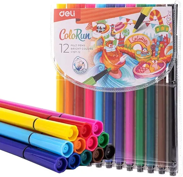 سعر ومواصفات قلم ماركر لباد EC157-12 من ديلي، 12 لون (B0D3M2S4J7) على Amazon EG