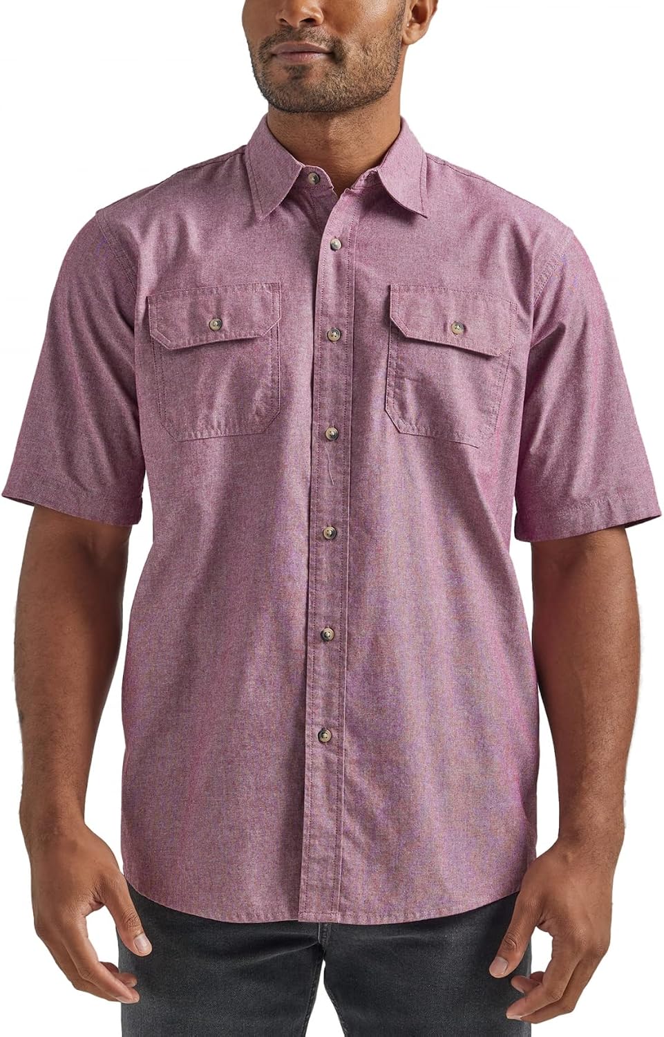سعر ومواصفات رانجلر قميص Wrangler Authentics رجالي بأزرار سفلية ، قماش شامبراي تاوني بورت ، مقاس L (B06WLN4XLZ) على Amazon EG