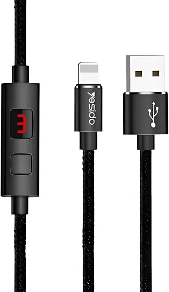 سعر ومواصفات كابل CA46 بطول 1.2 م للشحن السريع، مع منفذ USB إلى لايتينينج 2.4 أمبير، مع غلاف متين ومضفر مع مؤقت وشاشة رقمية لدعم الشحن الآمن ونقل البيانات بكفاءة عالية من نيكست ستور (B0FSKP339D) على Amazon EG