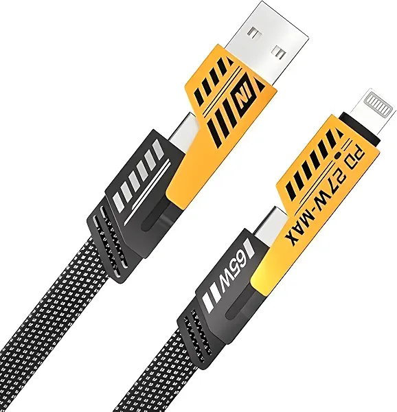 سعر ومواصفات كابل شحن USB 4 في 1 فائق السرعة DC-C181 من Next Store – تصميم مضفر ومتين مع منافذ USB-C وUSB-A مطلية بالذهب بقدرة 65 واط + 27 واط مع حامل كابل – (B0FDBF3VLJ) على Amazon EG