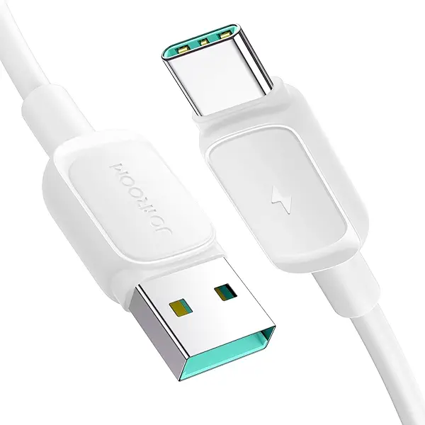 سعر ومواصفات كابل شحن سريع 3 أمبير من سلسلة الألوان المتعددة S-A14 من جوي روم، USB-A إلى Type-C للبيانات والشحن، بطول 1.2 متر، تصميم متين ومرن - أبيض (B0D4SGT7CD) على Amazon EG