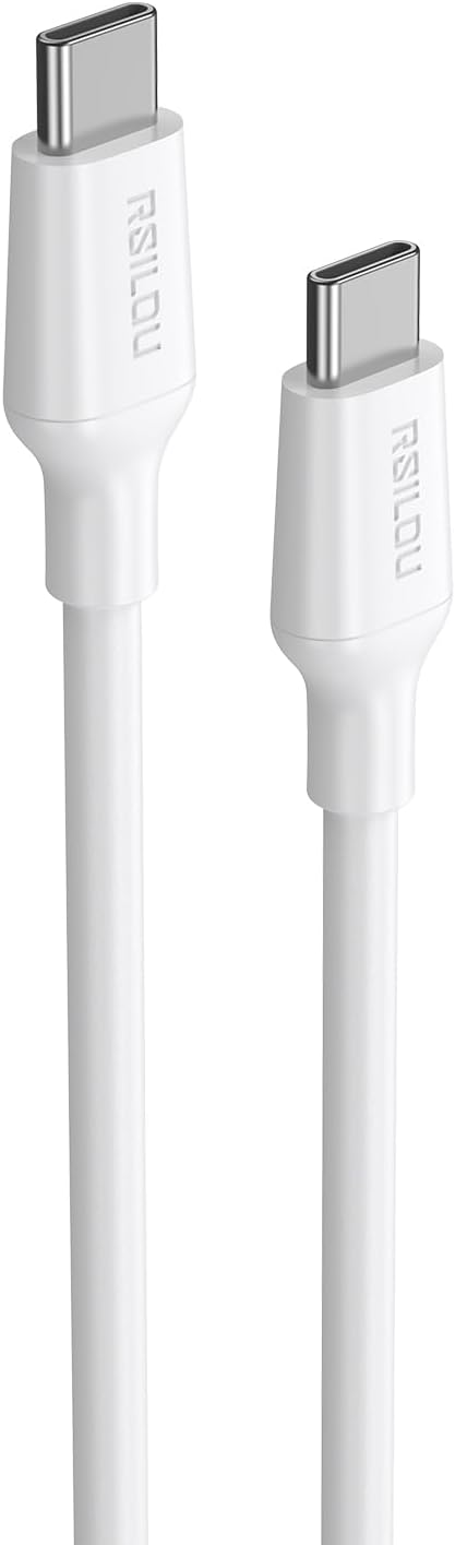 سعر ومواصفات كابل بيانات وشحن سريع USB نوع سي إلى USB نوع سي بغلاف سيليكون، 60 واط PD، بطول 1.2 م ومتانة معززة، مصنوع من نحاس مطلي بالقصدير، أسلاك TPE، سرعة نقل 480 ميجابت في الثانية طراز R2030 من RSILOU، أبيض (B0GRPV9LGQ) على Amazon EG