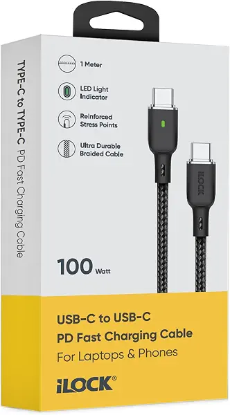 سعر ومواصفات كابل شحن سريع USB-C إلى USB-C مضفر بقوة 100 وات بتقنية بي دي مع مؤشر ليد وموصل متين من الفولاذ المقاوم للصدأ (B0FQJLTV9Z) على Amazon EG