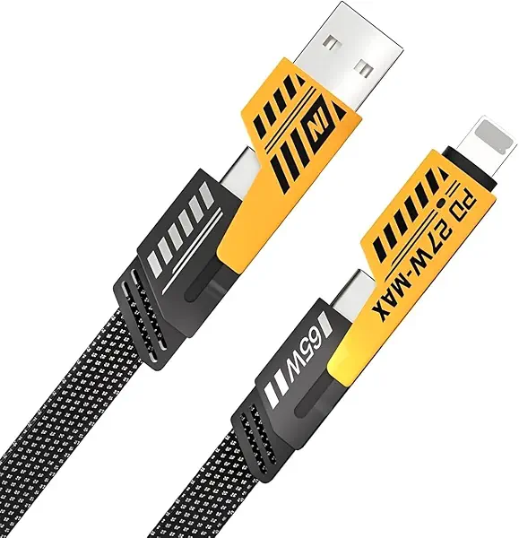 سعر ومواصفات كابل شحن سريع USB 4 في 1 - بطول متر واحد - 65W لاي باد، 33W متوافق مع آيفون وأندرويد مصنوع من النايلون المضفر مناسب لشحن أجهزة متعددة (B0F8RDWQ5K) على Amazon EG